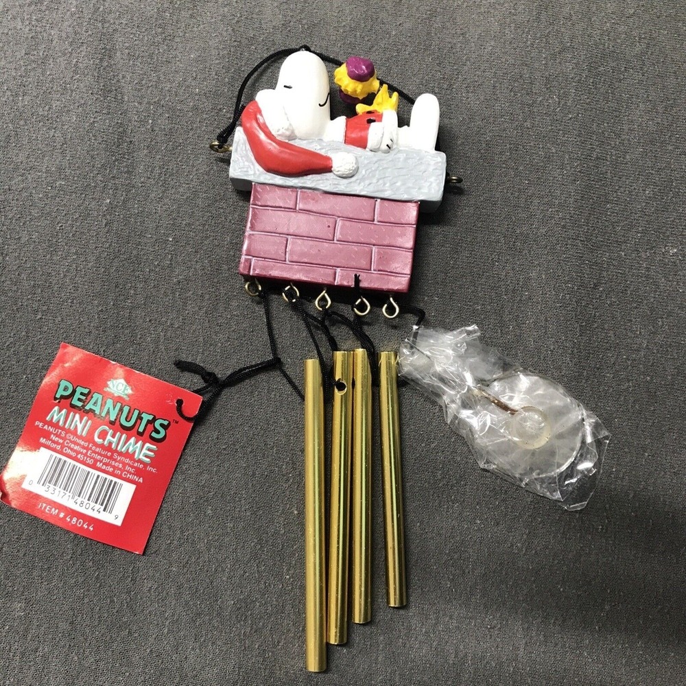 Vintage Peanuts Snoopy Woodstock Christmas Mini Wind Chime